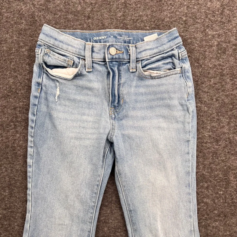 Old‎ Navy Girls High Rise Slouchy Flare boot Distressed Light Wash Jeans Size 12